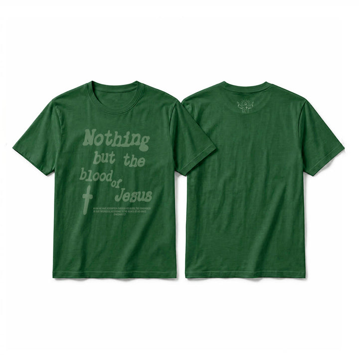Christianartworkshop T-shirt premium à manches courtes « Rien que le sang de Jésus » - Vert foncé - 2XL - image 10