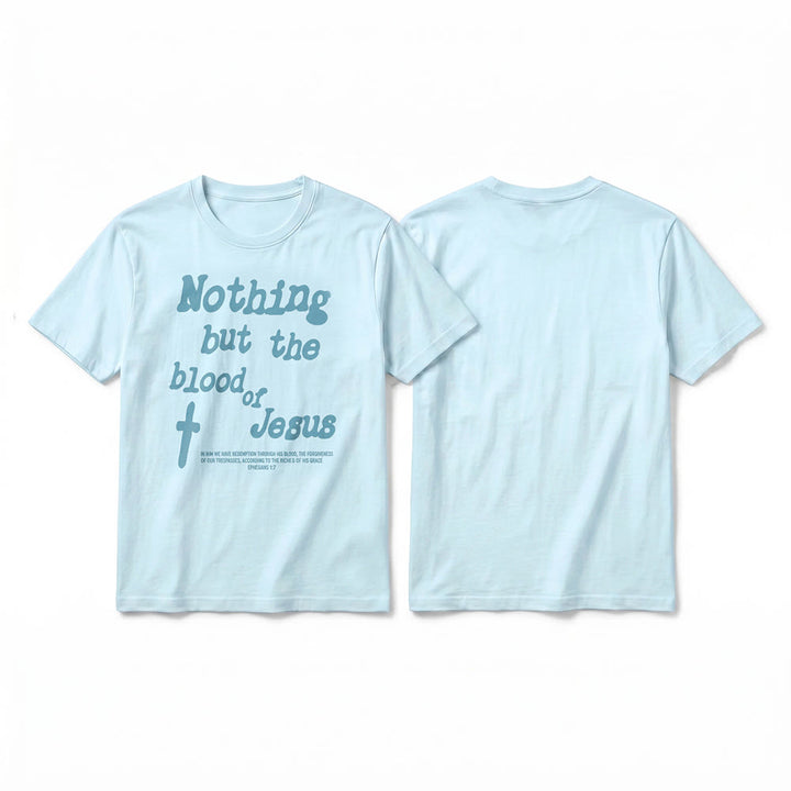 Christianartworkshop T-shirt premium à manches courtes « Rien que le sang de Jésus » - Bleu - 2XL - image 13