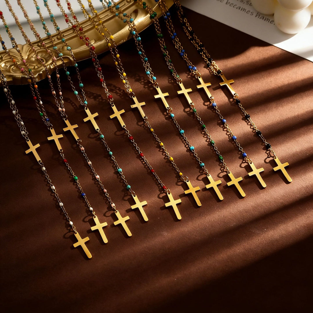 Christianartworkshop Collier pendentif croix à plusieurs rangs : symbole de grâce inébranlable et de bénédiction céleste - image 3