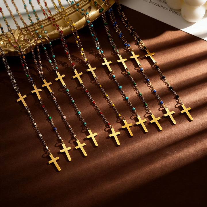 Christianartworkshop Collier pendentif croix à plusieurs rangs : symbole de grâce inébranlable et de bénédiction céleste - image 3