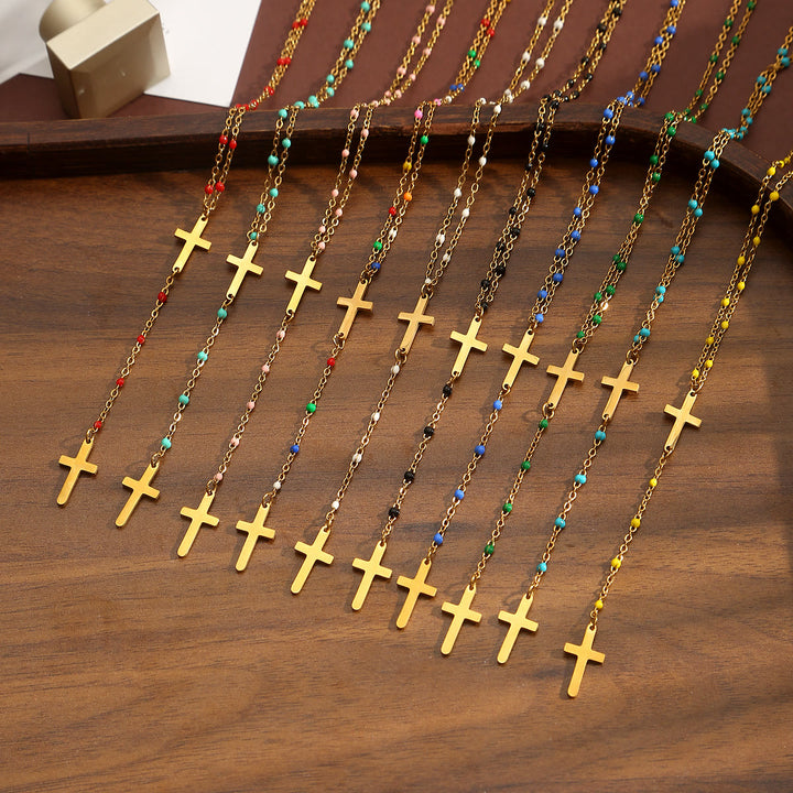 Christianartworkshop Collier pendentif croix à plusieurs rangs : symbole de grâce inébranlable et de bénédiction céleste - image 0