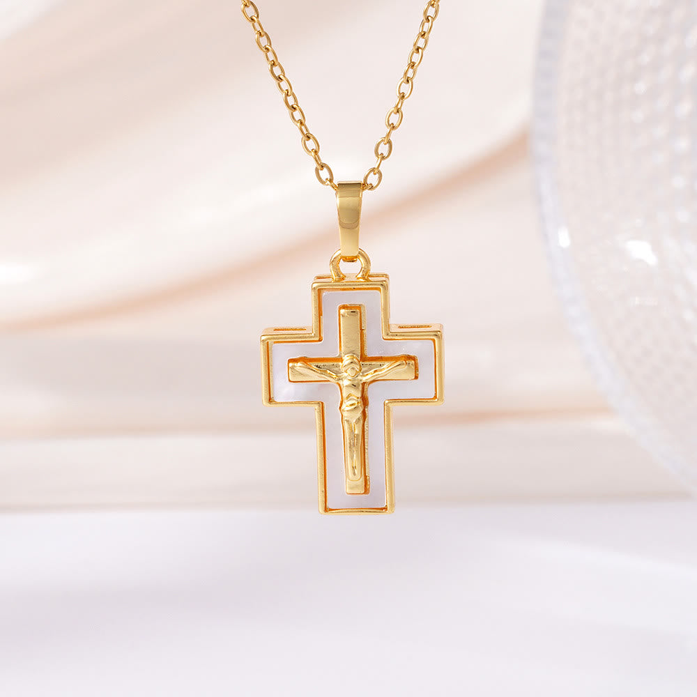 Christianartworkshop Collier pendentif croix crucifix à plusieurs rangs : symbole de rédemption et de grâce éternelle - Doré - image 3