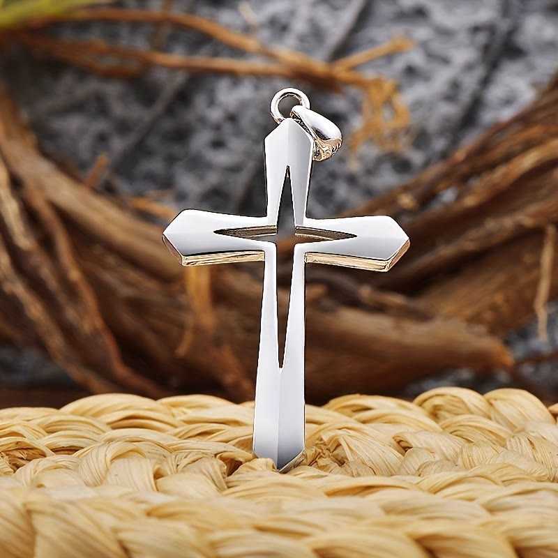Christianartworkshop Collier pendentif croix aux contours élégants : symbole de grâce inébranlable et de bénédiction céleste - image 1