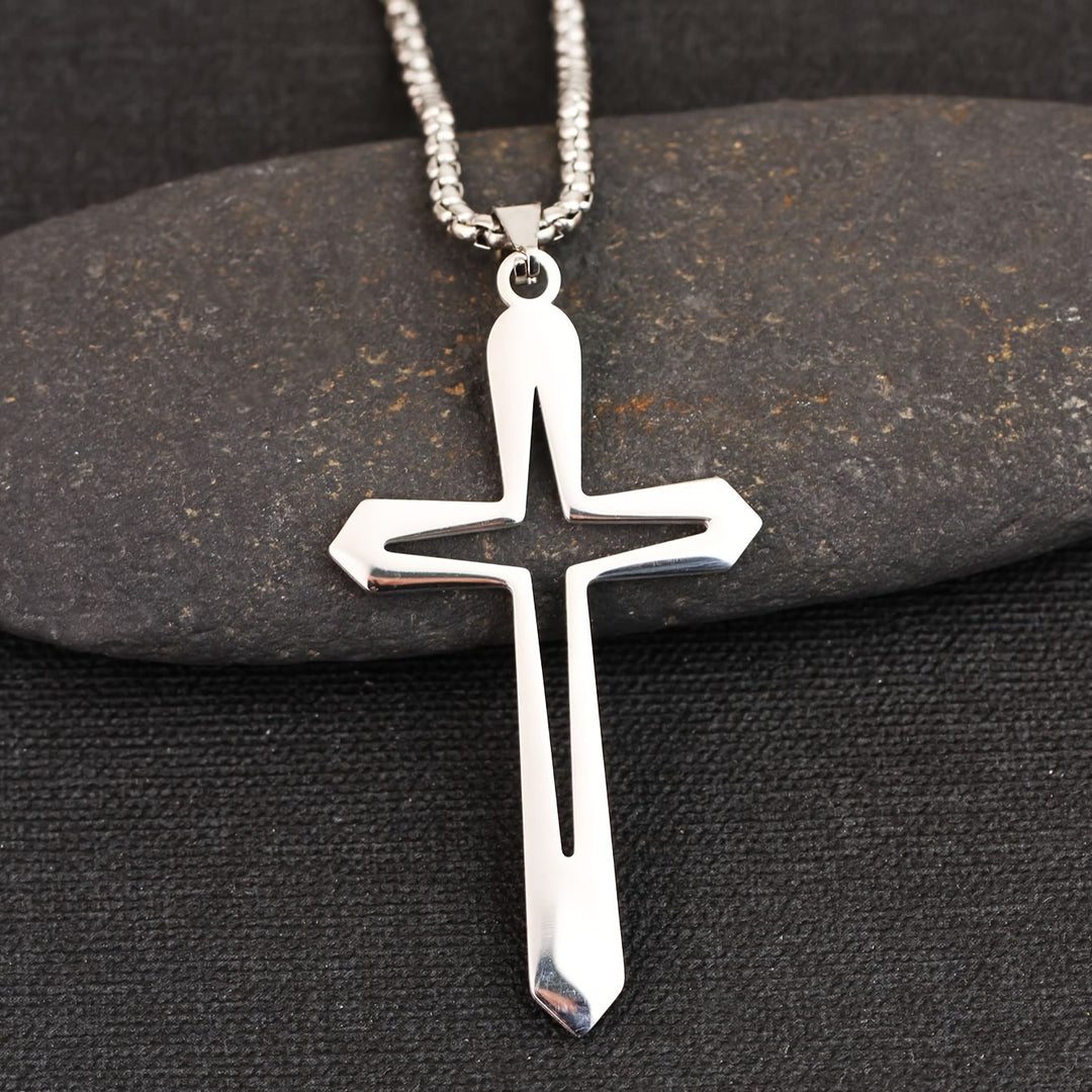 Christianartworkshop Collier pendentif croix aux contours élégants : symbole de grâce inébranlable et de bénédiction céleste - image 3