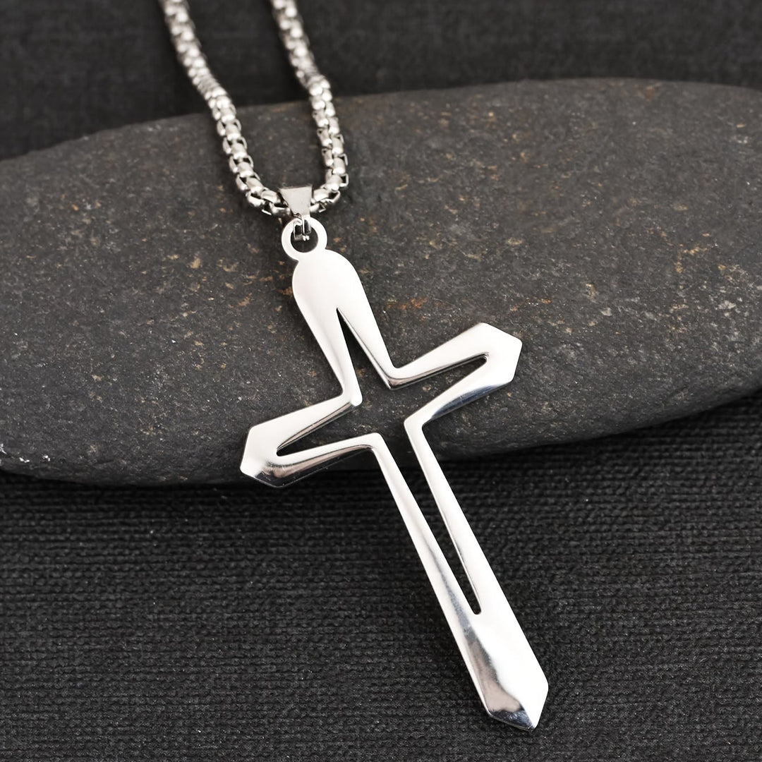 Christianartworkshop Collier pendentif croix aux contours élégants : symbole de grâce inébranlable et de bénédiction céleste - image 4