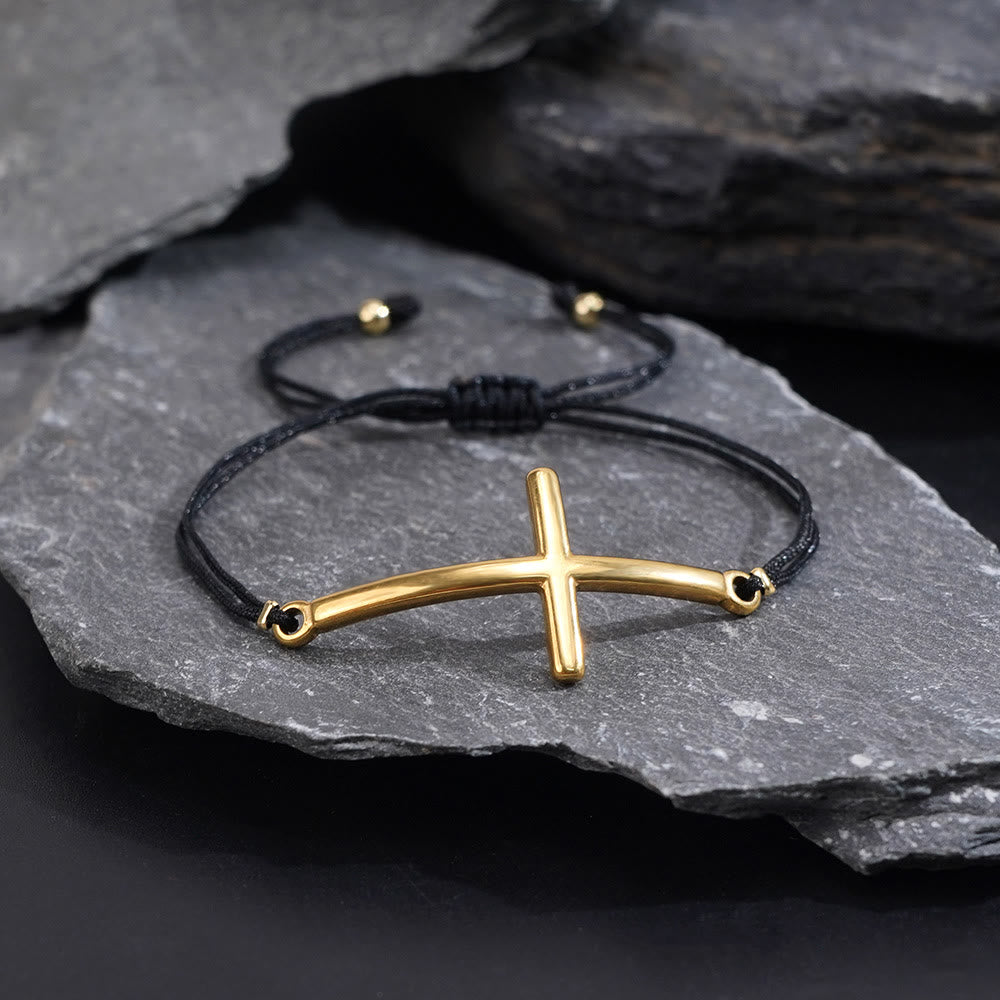 Christianartworkshop Bracelet moderne ajustable en forme de croix : un rappel de la protection divine et de la grâce infinie - Doré - image 2