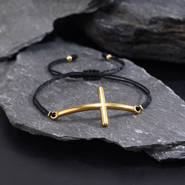 Christianartworkshop Bracelet moderne ajustable en forme de croix : un rappel de la protection divine et de la grâce infinie - Doré - image 2