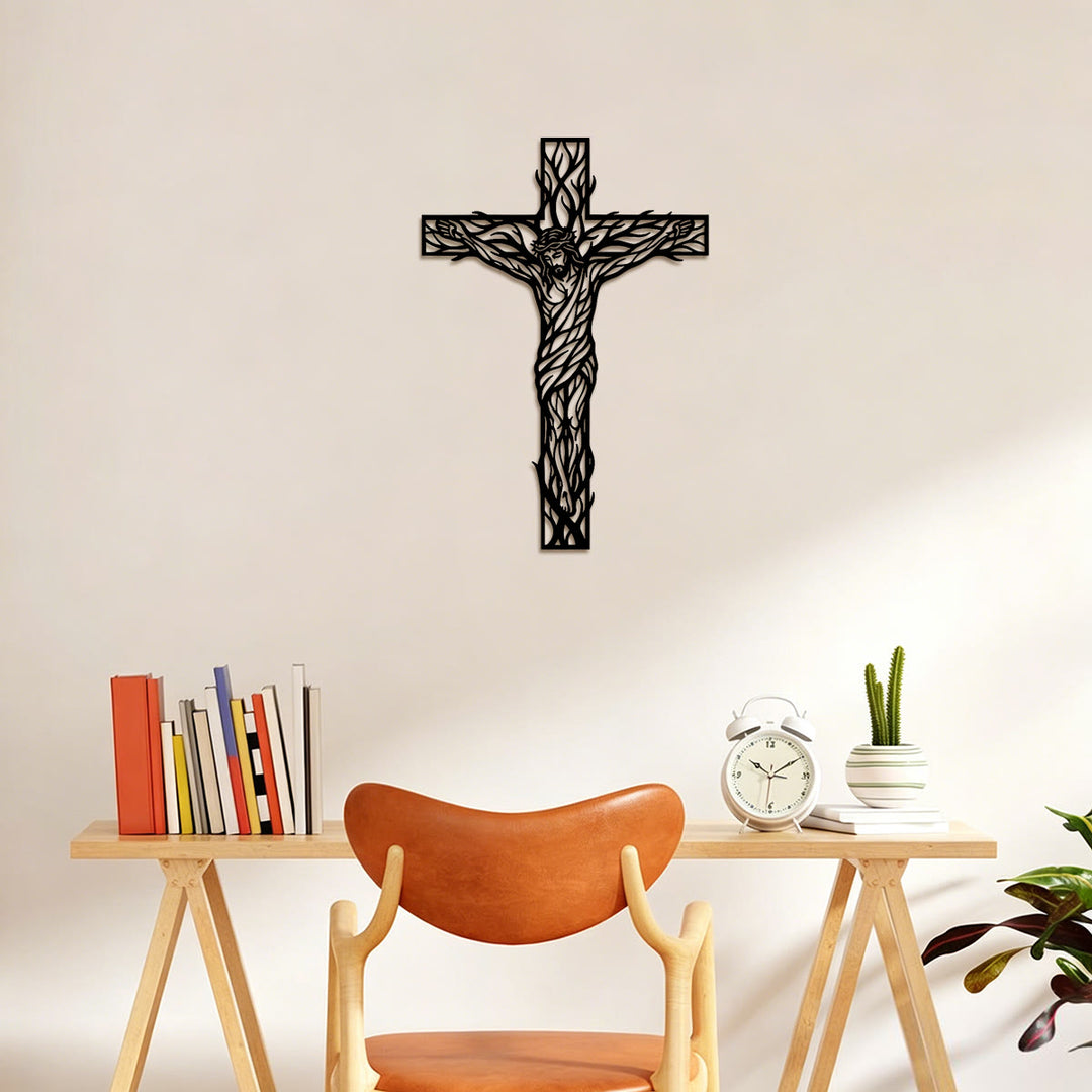 Christianartworkshop Crucifix en métal tressé de vigne : emblème de rédemption et de vie éternelle - image 4