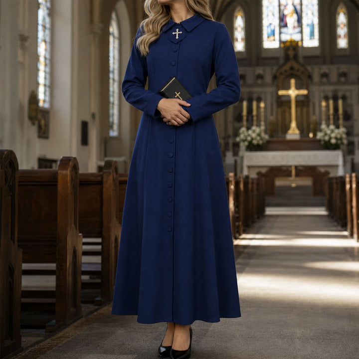 Robe de pasteure pour femme de Christianartworkshop avec col à motif de croix et silhouette féminine - image 9