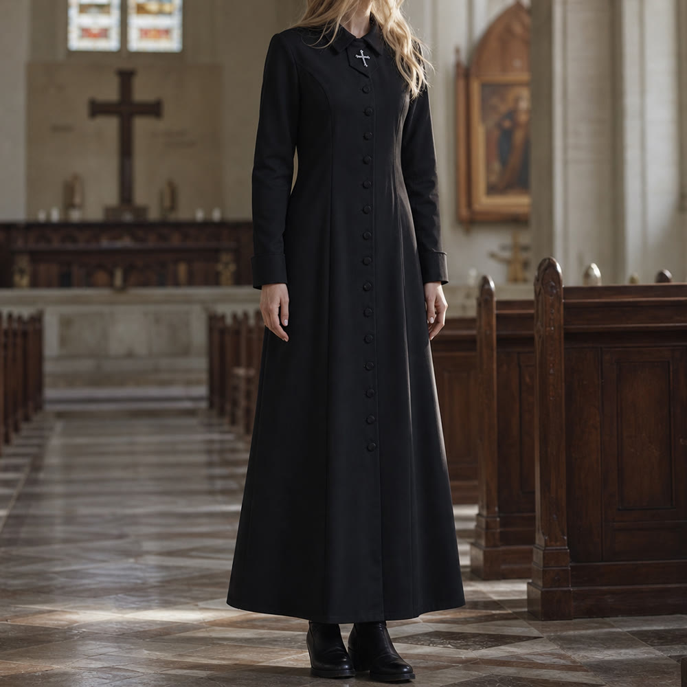 Robe de pasteure pour femme de Christianartworkshop avec col à motif de croix et silhouette féminine - image 3