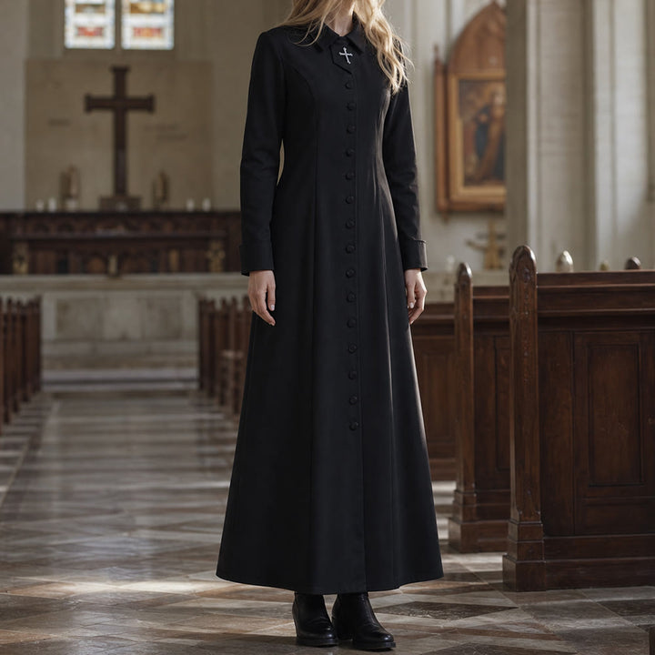 Robe de pasteure pour femme de Christianartworkshop avec col à motif de croix et silhouette féminine - image 3