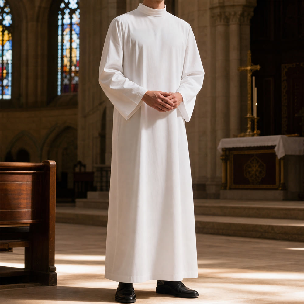 Aube liturgique blanche unie de Christianartworkshop pour les cérémonies sacrées - image 0