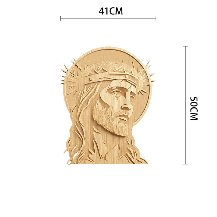 Christianartworkshop Plaque murale en bois Couronne d'épines intemporelle, Saint Visage : Emblème de Miséricorde et de Sacrifice - 16,14''*19,69''*0,2''/41*50*0,5 cm - image 6