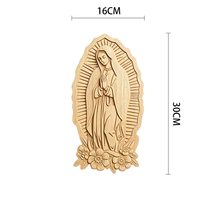 Christianartworkshop Plaque murale en bois « Auréole rayonnante » de Notre-Dame de Guadalupe : emblème de douce protection - 6,3''*11,81''*0,2''/16*30*0,5 cm - image 4