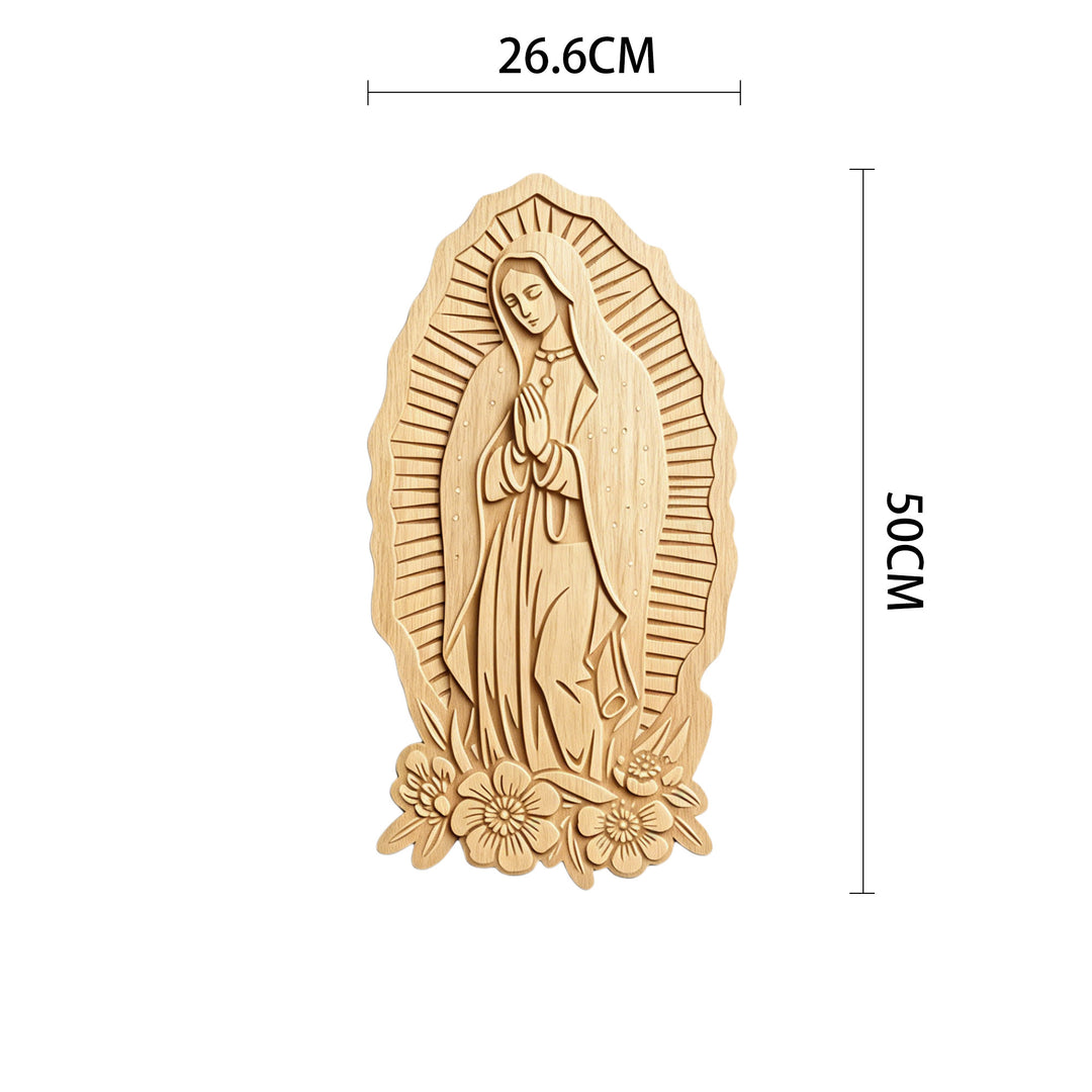 Christianartworkshop Plaque murale en bois « Auréole rayonnante » de Notre-Dame de Guadalupe : emblème de douce protection - 10,47''*19,69''*0,2''/26,6*50*0,5 cm - image 6