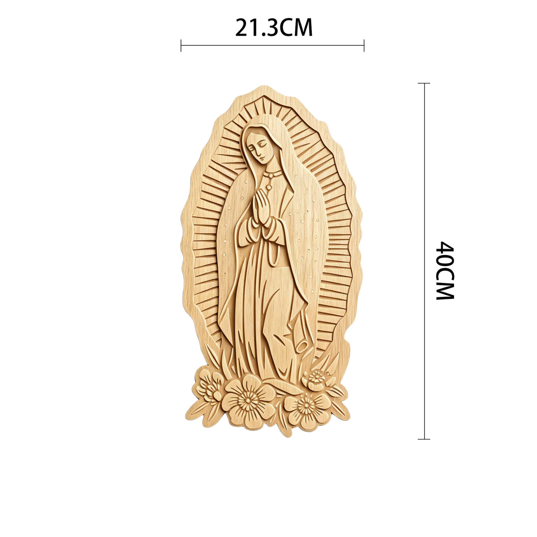 Christianartworkshop Plaque murale en bois « Auréole rayonnante » de Notre-Dame de Guadalupe : emblème de douce protection - 8,39''*15,75''*0,2''/21,3*40*0,5 cm - image 5