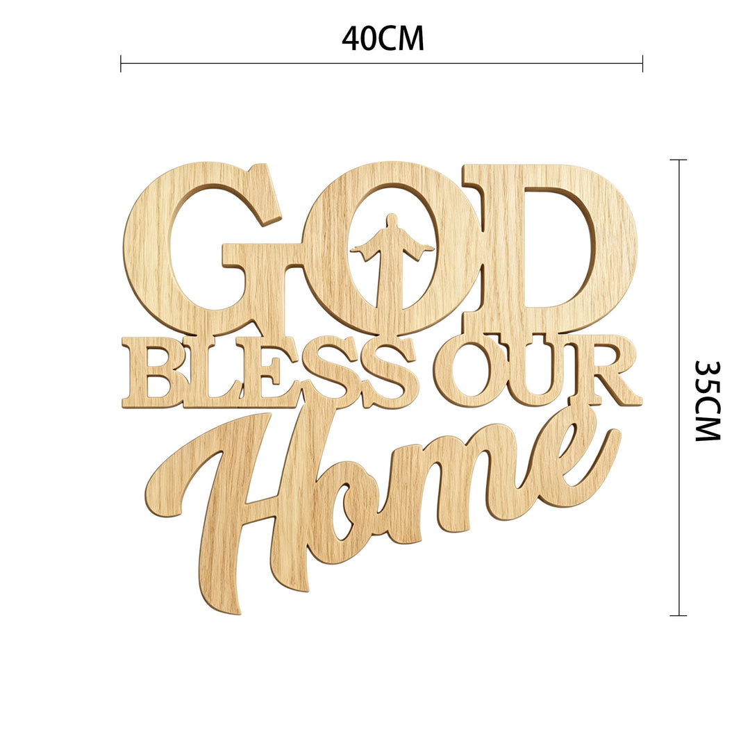 Christianartworkshop Plaque murale en bois incrustée « Que Dieu bénisse notre maison » : emblème de bénédiction familiale - 15,75''*13,78''*0,2''/40*35*0,5 cm - image 5