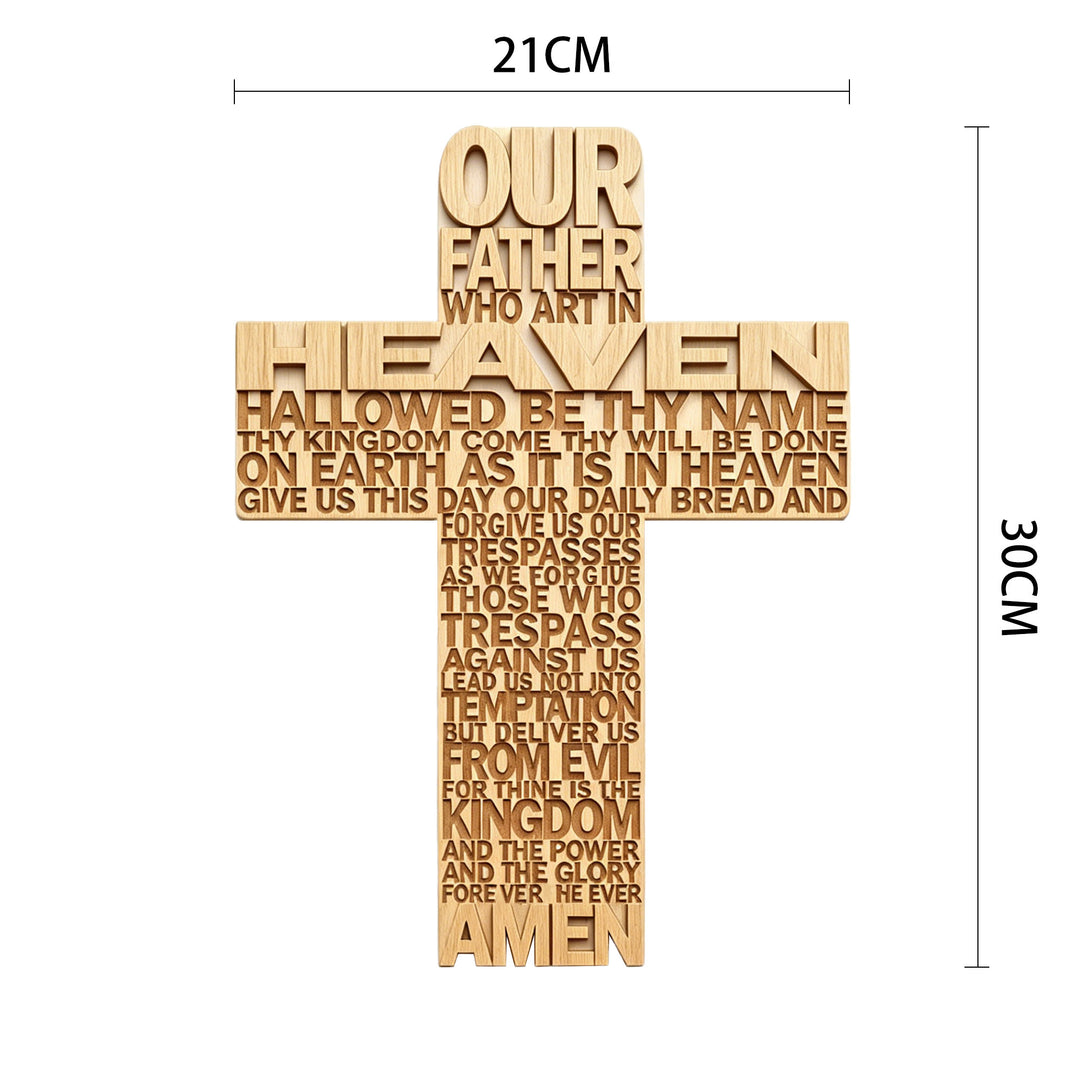 Christianartworkshop Plaque murale en bois avec croix et inscription du Notre Père : symbole d’une foi inébranlable - 8,27''*11,81''*0,2''/21*30*0,5 cm - image 4