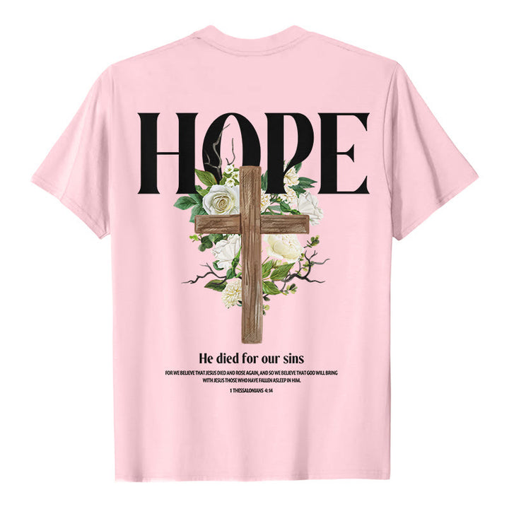 T-shirt imprimé Croix de l'espoir de Christianartworkshop - Rose - 2XL - image 4