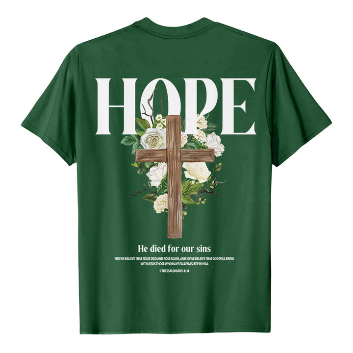 T-shirt imprimé Croix de l'espoir de Christianartworkshop - Vert foncé - 2XL - image 6