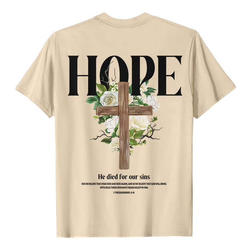 T-shirt imprimé Croix de l'espoir de Christianartworkshop - Beige - 2XL - image 2