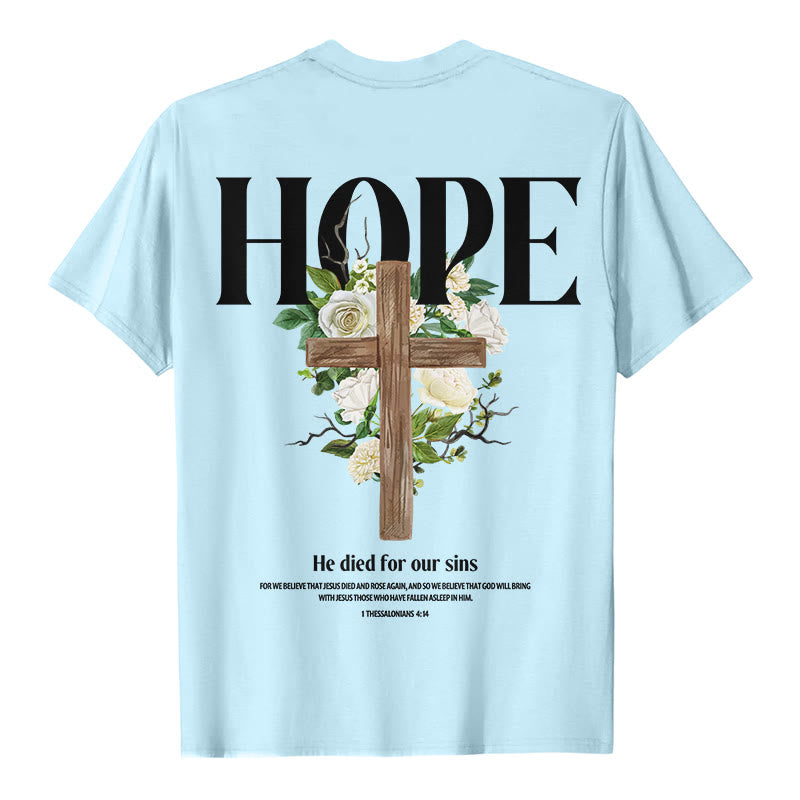 T-shirt imprimé Croix de l'espoir de Christianartworkshop - Bleu - 2XL - image 3