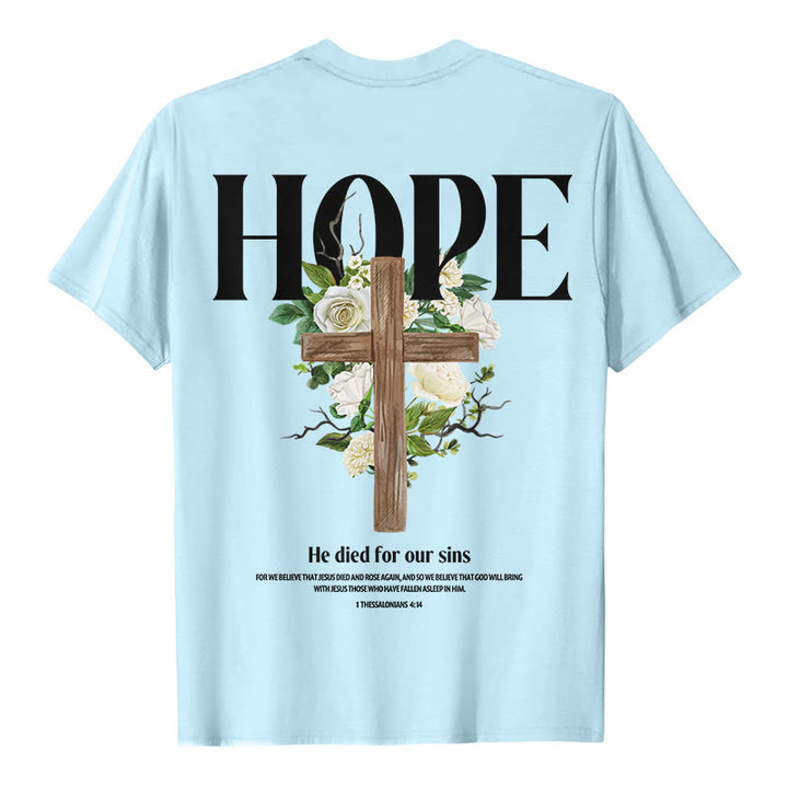 T-shirt imprimé Croix de l'espoir de Christianartworkshop - Bleu - 2XL - image 3