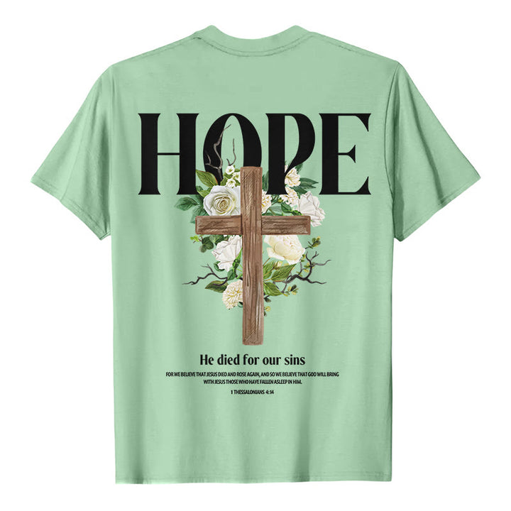 T-shirt imprimé Croix de l'espoir de Christianartworkshop - Vert clair - 2XL - image 5