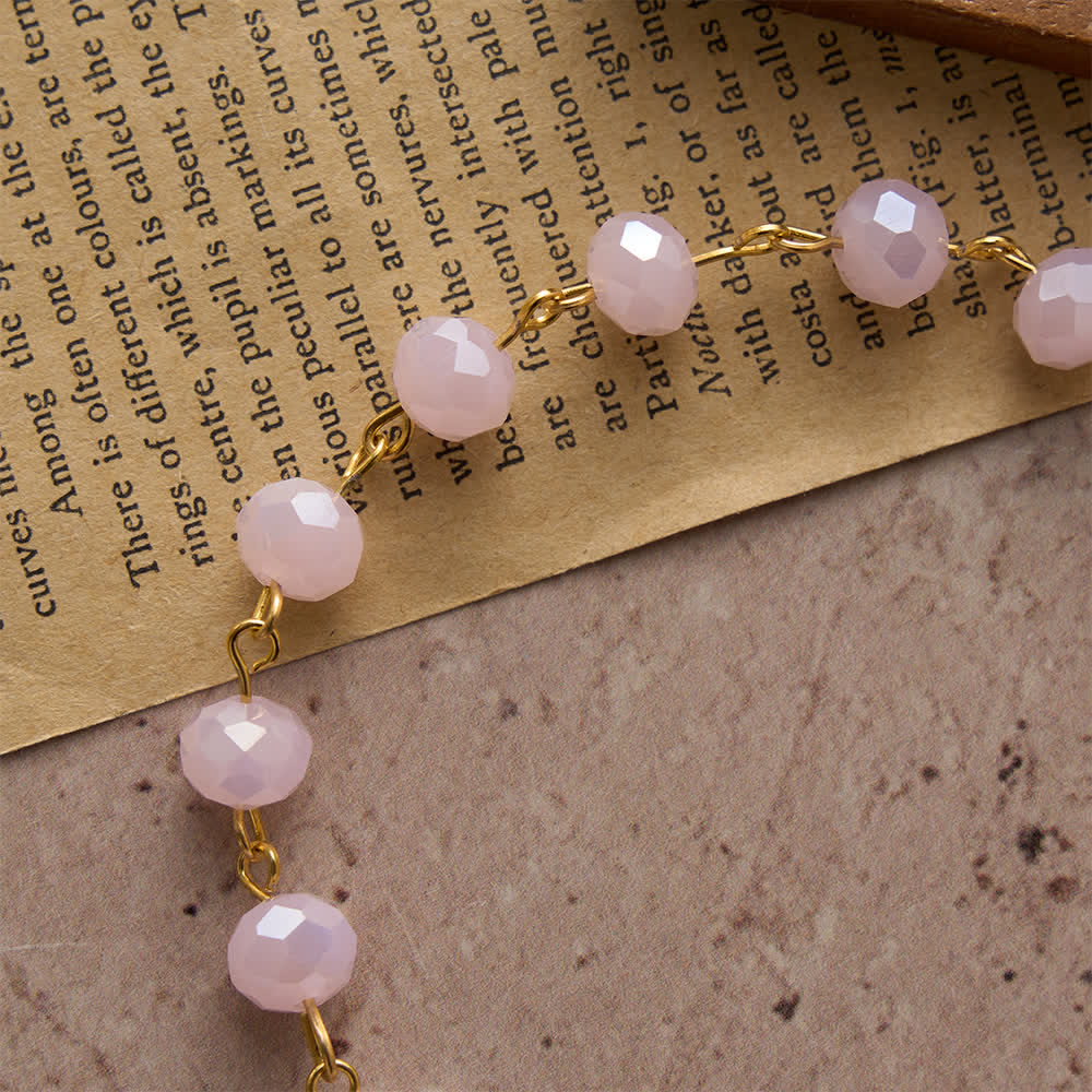 Christianartworkshop Bracelet dévotionnel en cristal rose pâle orné d'une médaille et d'une croix de la Vierge Marie - image 5