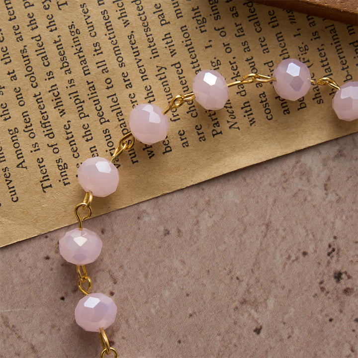 Christianartworkshop Bracelet dévotionnel en cristal rose pâle orné d'une médaille et d'une croix de la Vierge Marie - image 5
