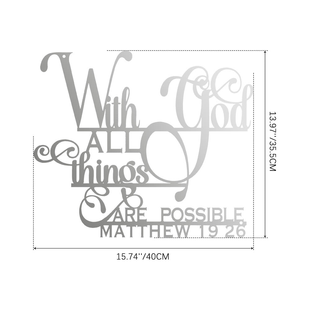 Christianartworkshop Matthieu 19:26 Décoration murale en métal avec Dieu : Une foi audacieuse pour vos murs - 13,97''*15,74''*0,04''/35,5*40*0,1 cm - Argent - image 14