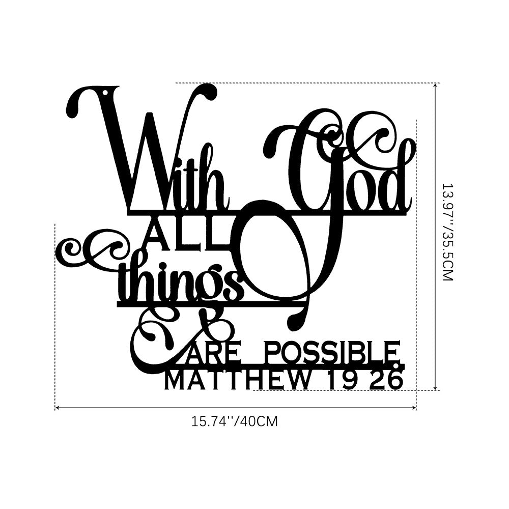 Christianartworkshop Matthieu 19:26 Décoration murale en métal avec Dieu : Une foi audacieuse pour vos murs - 13,97''*15,74''*0,04''/35,5*40*0,1 cm - Noir - image 6