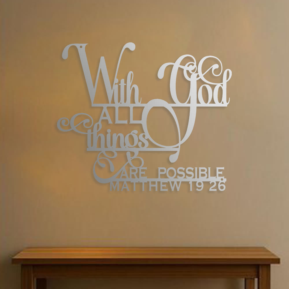 Christianartworkshop Matthieu 19:26 Décoration murale en métal avec Dieu : Une foi audacieuse pour vos murs - image 10