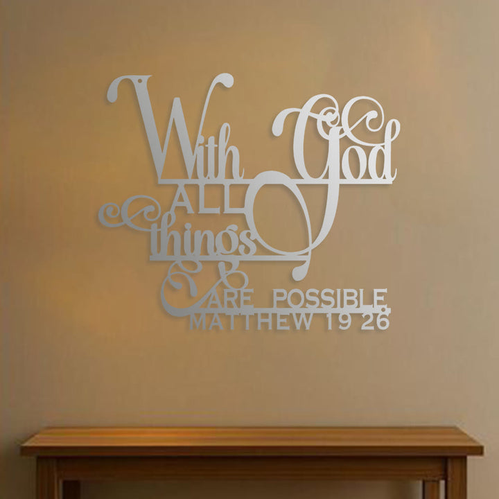 Christianartworkshop Matthieu 19:26 Décoration murale en métal avec Dieu : Une foi audacieuse pour vos murs - image 10