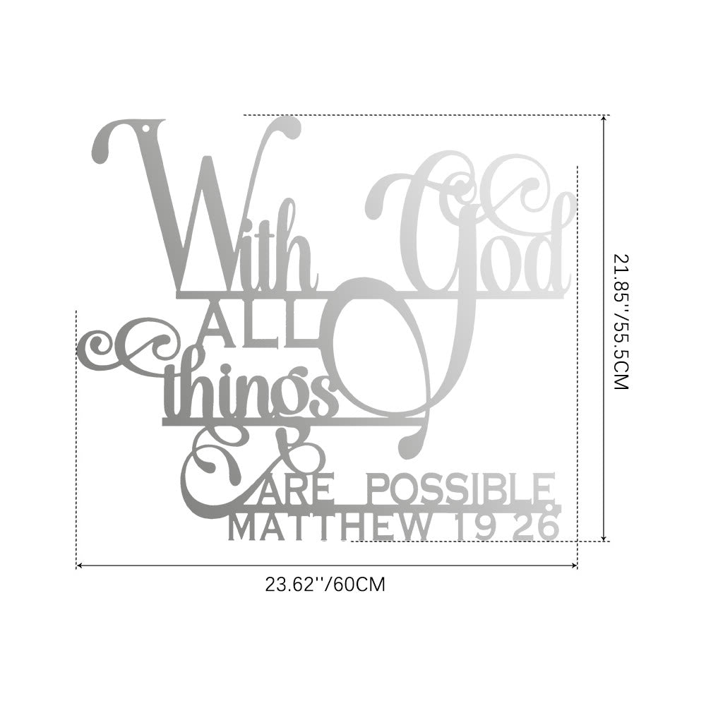 Christianartworkshop Matthieu 19:26 Décoration murale en métal avec Dieu : Une foi audacieuse pour vos murs - 21,85''*23,62''*0,06''/55,5*60*0,15 cm - Argent - image 16