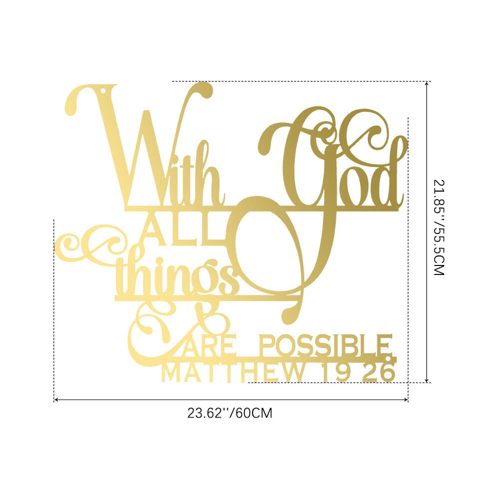 Christianartworkshop Matthieu 19:26 Décoration murale en métal avec Dieu : Une foi audacieuse pour vos murs - 21,85''*23,62''*0,06''/55,5*60*0,15 cm - Doré - image 24
