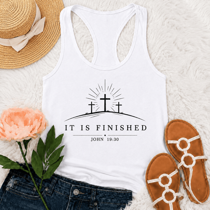 Christianartworkshop Débardeur dos nageur Classic Faith It Is Finished Cross - Blanc - 2XL - image 3