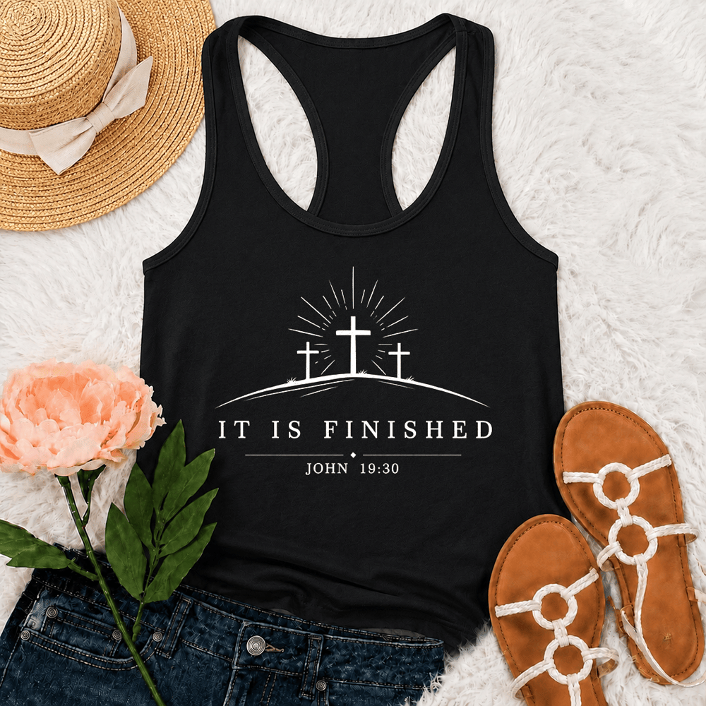 Christianartworkshop Débardeur dos nageur Classic Faith It Is Finished Cross - Noir - 2XL - image 0