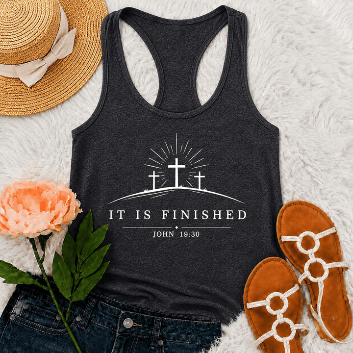 Christianartworkshop Débardeur dos nageur Classic Faith It Is Finished Cross - Gris - 2XL - image 6