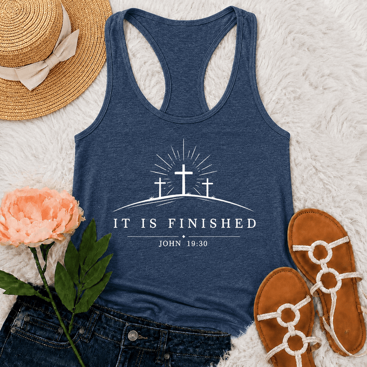 Christianartworkshop Débardeur dos nageur Classic Faith It Is Finished Cross - Bleu marine - 2XL - image 12