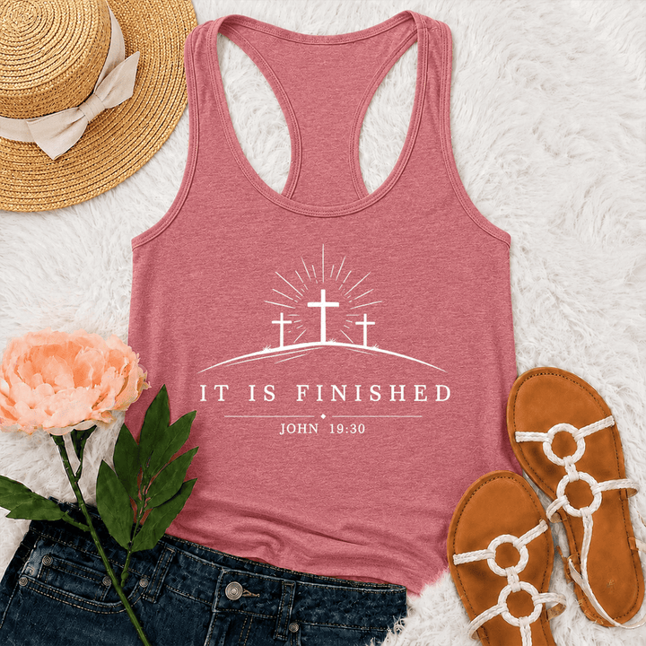 Christianartworkshop Débardeur dos nageur Classic Faith It Is Finished Cross - Rose - 2XL - image 21