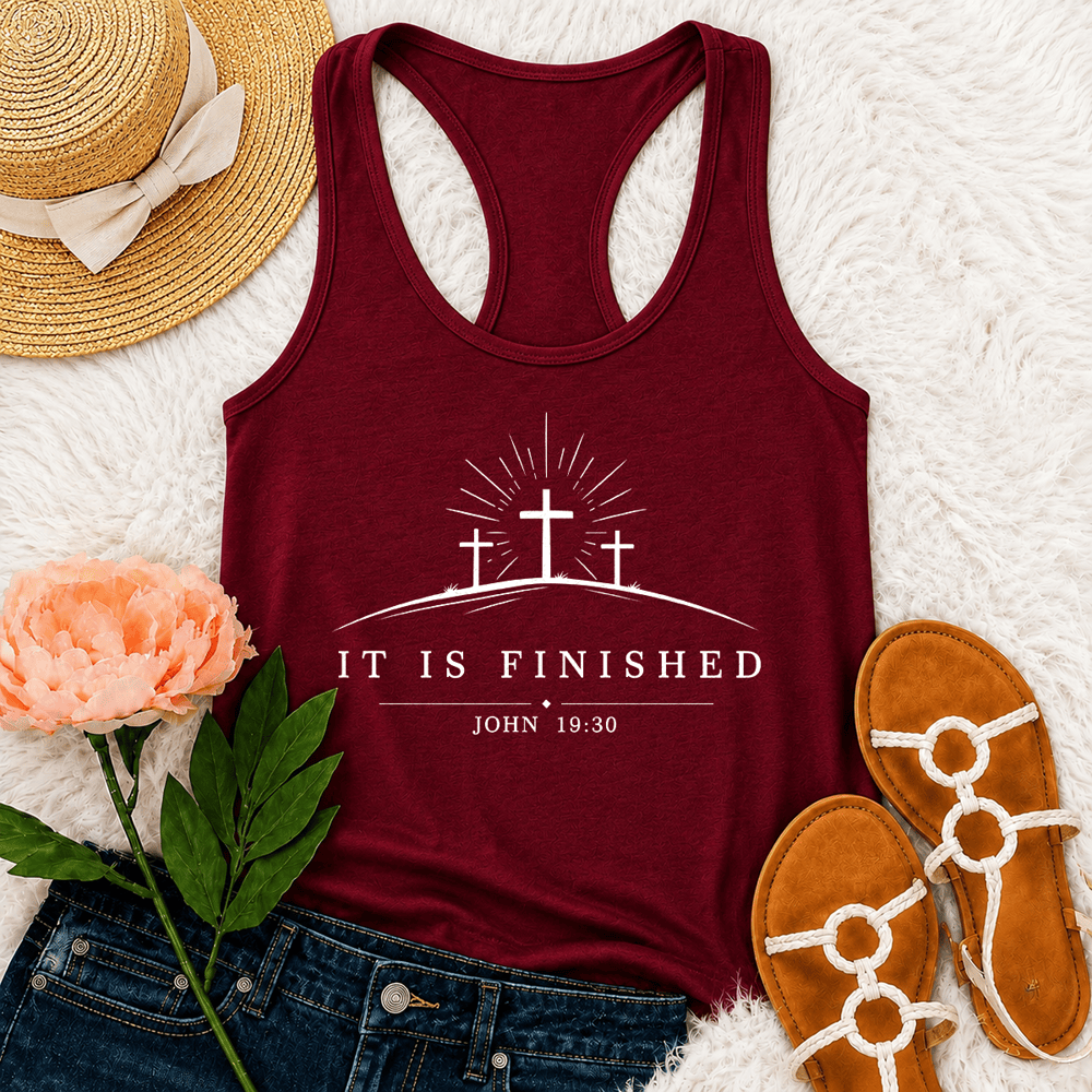 Christianartworkshop Débardeur dos nageur Classic Faith It Is Finished Cross - Vin - 2XL - image 24