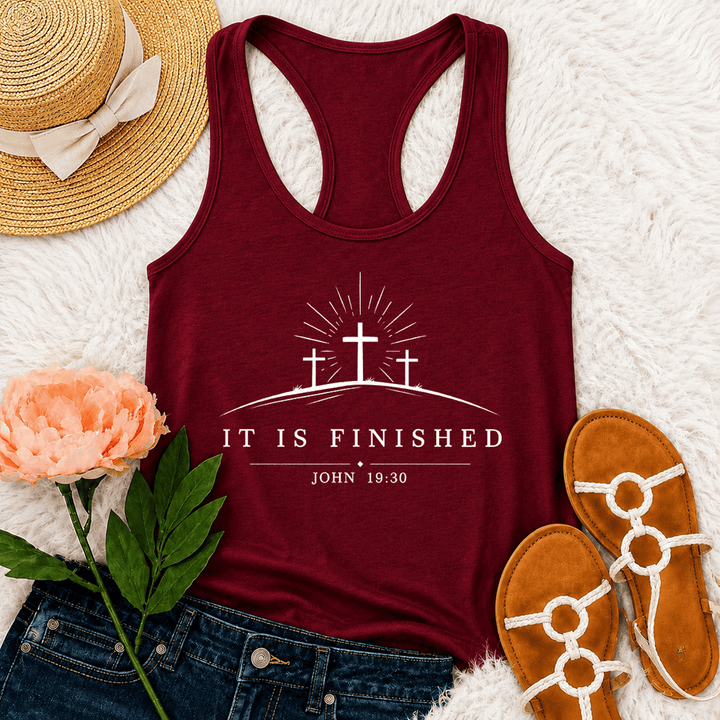 Christianartworkshop Débardeur dos nageur Classic Faith It Is Finished Cross - Vin - 2XL - image 24