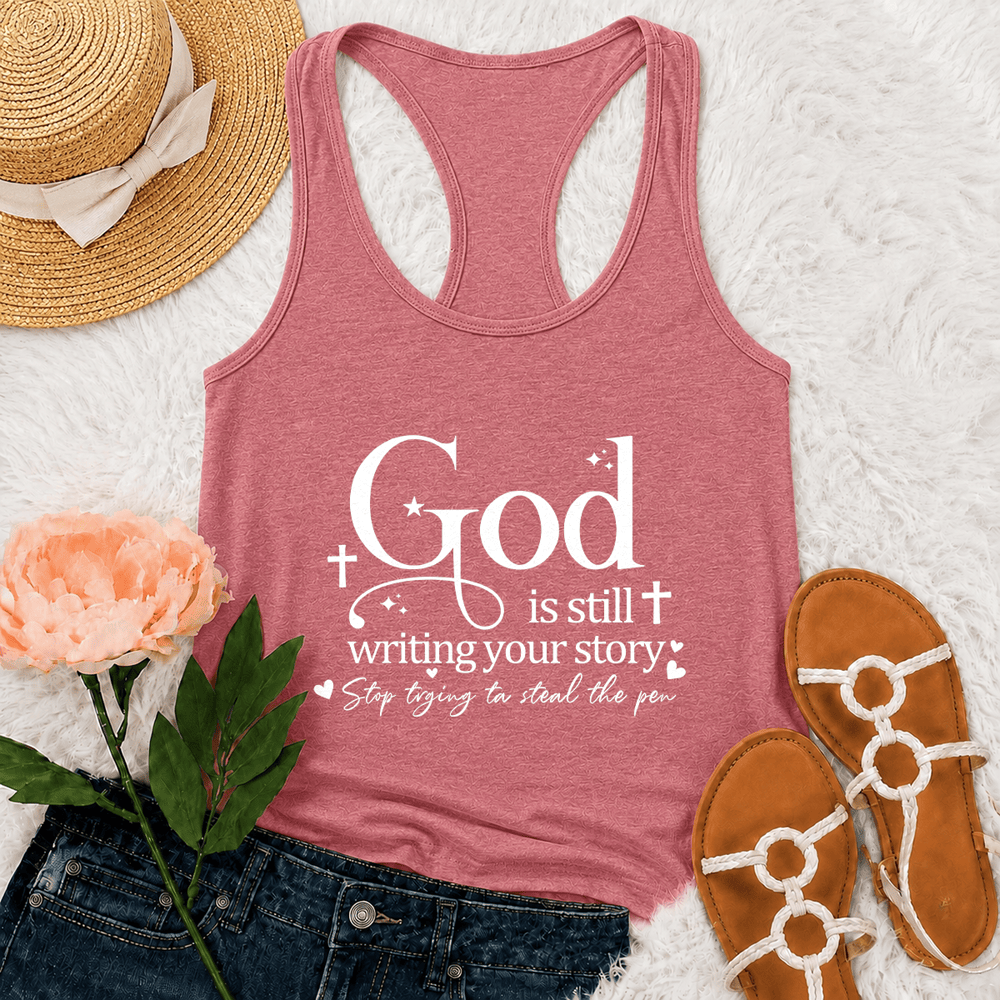 Christianartworkshop Dieu continue d'écrire votre histoire - Débardeur de sport chrétien à dos nageur - Rose - 2XL - image 21
