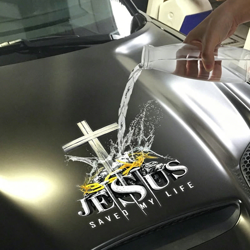 Christianartworkshop Croix Couronne d'épines Clous JÉSUS M'A SAUVÉ LA VIE Autocollant de voiture imperméable : Un symbole de sacrifice rédempteur - image 4