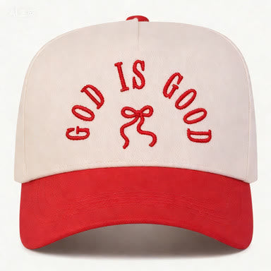 Christianartworkshop Casquette de baseball unisexe à visière incurvée avec broderie « Dieu est bon » et nœud papillon - image 1