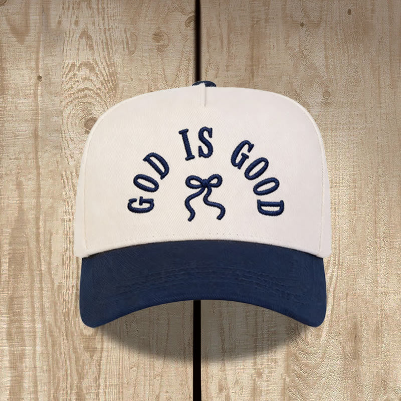 Christianartworkshop Casquette de baseball unisexe à visière incurvée avec broderie « Dieu est bon » et nœud papillon - Bleu marine - image 8
