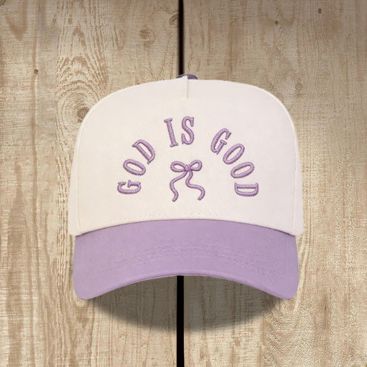Christianartworkshop Casquette de baseball unisexe à visière incurvée avec broderie « Dieu est bon » et nœud papillon - Violet - image 12
