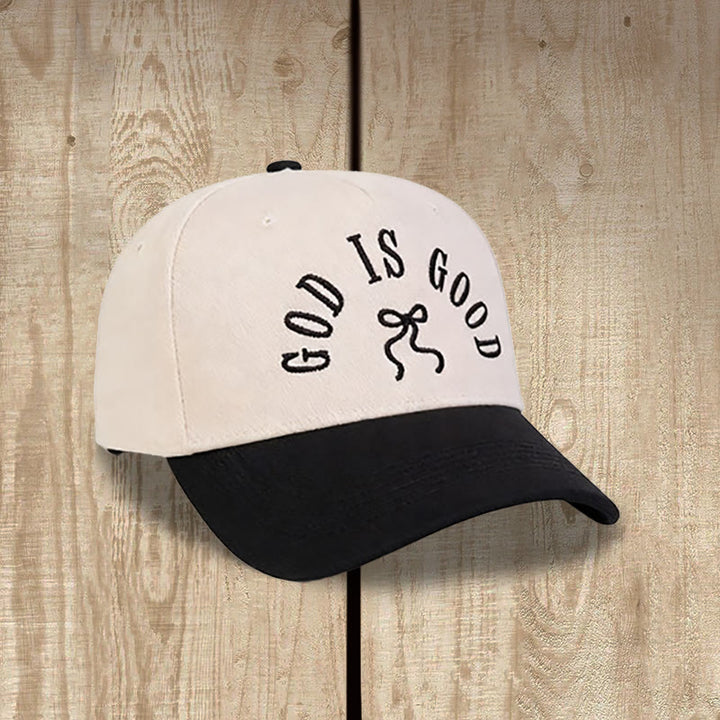 Christianartworkshop Casquette de baseball unisexe à visière incurvée avec broderie « Dieu est bon » et nœud papillon - Noir - image 4