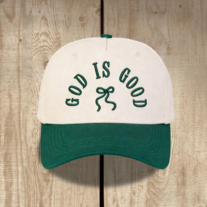 Christianartworkshop Casquette de baseball unisexe à visière incurvée avec broderie « Dieu est bon » et nœud papillon - Vert - image 10